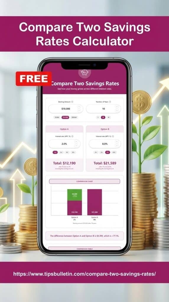 Compare savings rates easily with our calculator. Find the best interest returns and maximize your money's potential in just a few clicks. #savings #interestrates #financialplanning #moneymanagement