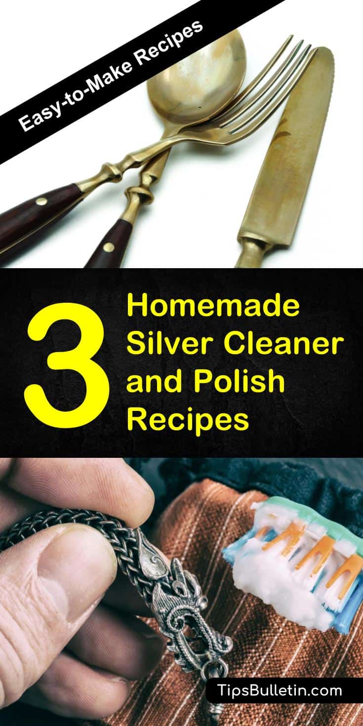 Clean and polish your silver with 3 homemade silver cleaner and polish recipes. Using natural products such as baking soda, cornstarch, cream of tartar or lemon juice, these different DIY recipes will make your jewelry shine again.#silvercleaning #homemade #silver #cleaner