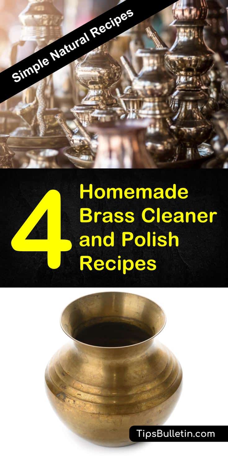 Learn how to clean and polish brass with 4 homemade brass cleaner and polish recipes. Made from natural ingredients like white vinegar, salt, lemon or baking soda, these cleaning solutions will show you how to make your brass shine again. #brass #brasscleaning #polish #diy #homemade