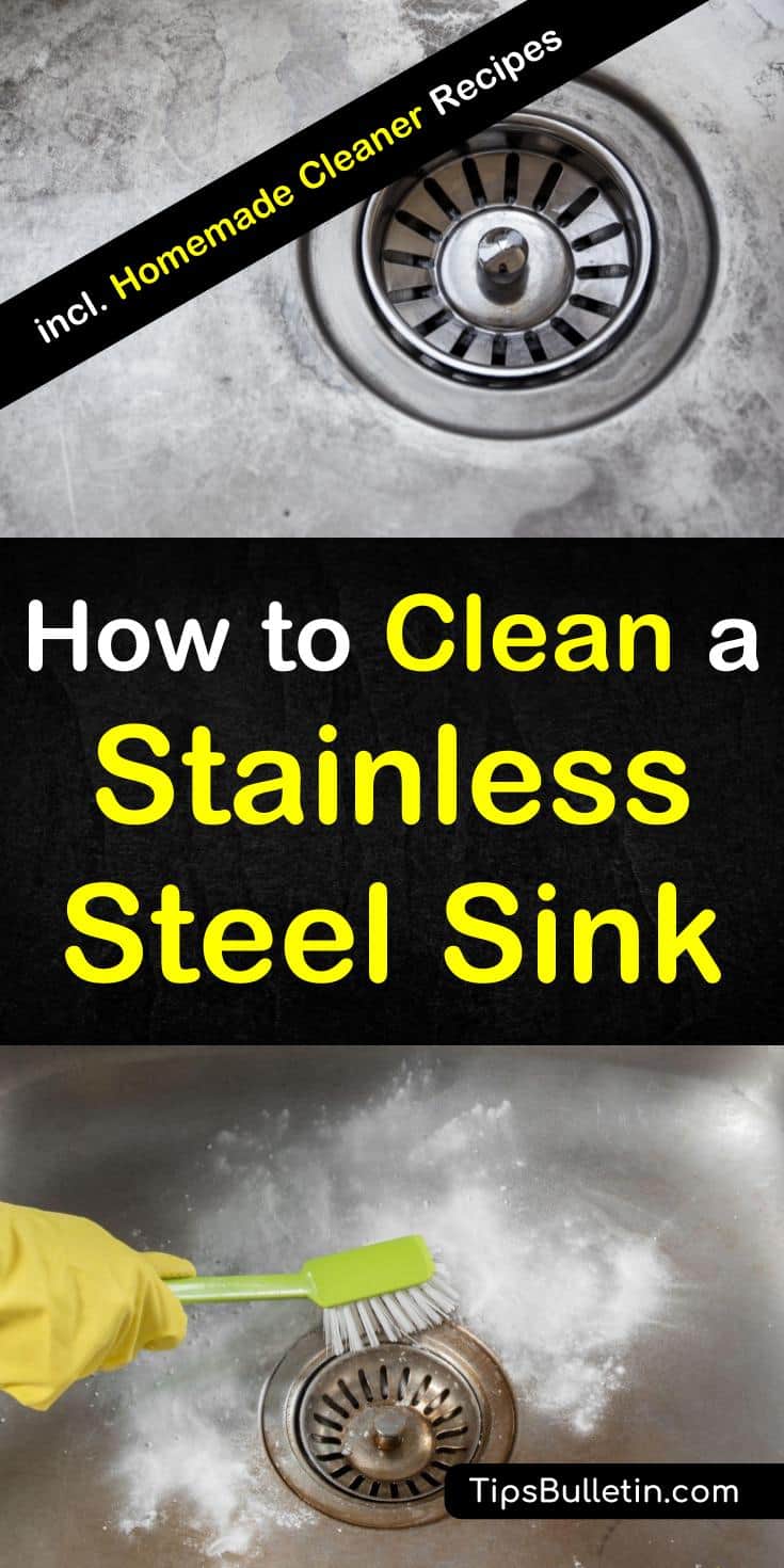 Learn how to clean a stainless steel sink. Learn how to make 3 homemade steel cleaner recipes using baking soda, white vinegar, and olive oils. These simple DIY recipes will work to remove stains from all your home's stainless steel surfaces. #cleanstainlesssteel #stainlesssteel #DIYcleaner