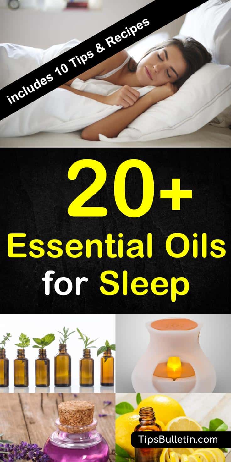 20+ Essential oils for aleep. Including tips on which essential oil to use in case of insomnia, apnea to get a better sleep. The article lists multiple recipes to mix essential oils for a diffuser or spray bottle.#essentialoils #sleep