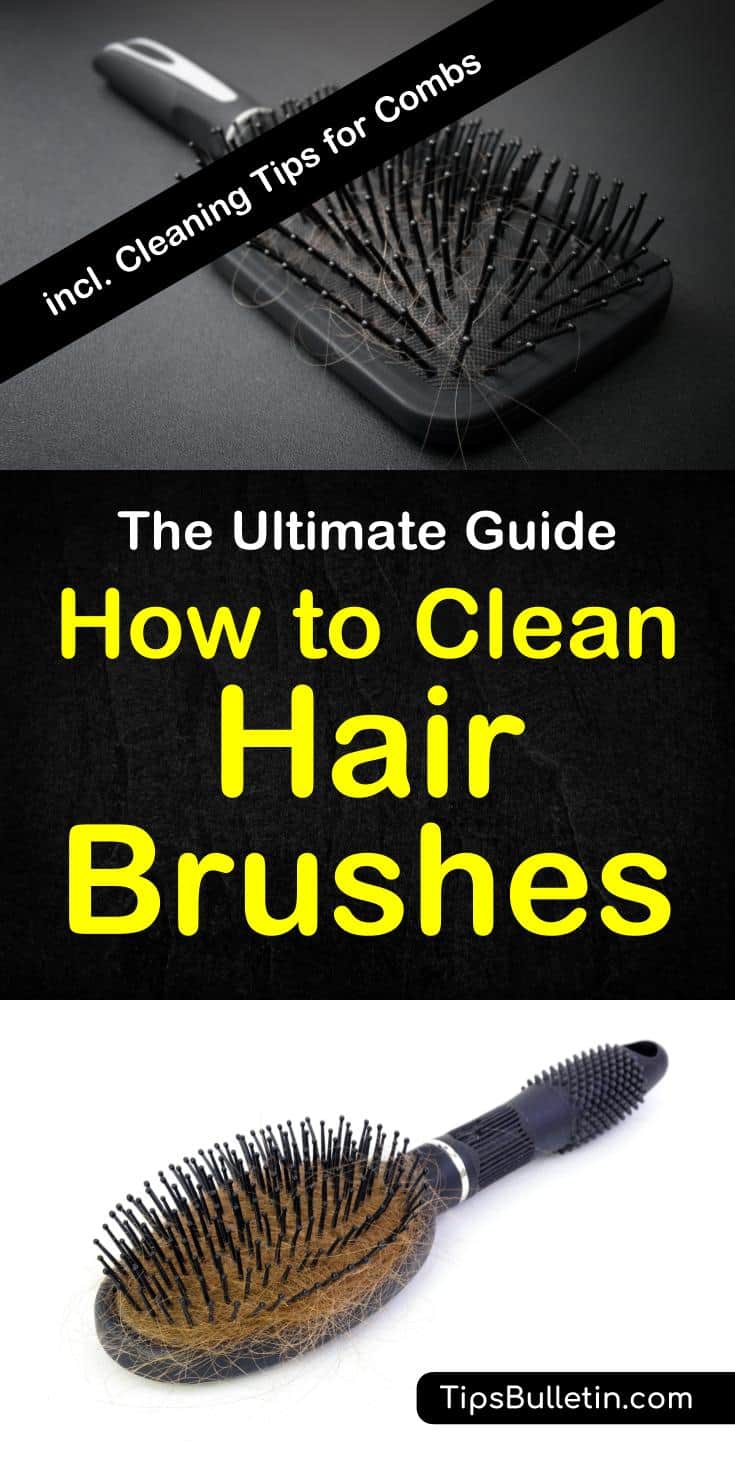 How to clean hair brushes - including detailed tips on cleaning a comb and a boar bristle brush. Using mostly home remedies like vinegar, dryer sheets, baking soda or hydrogen peroxide which are the best ways to clean your hair brushes from lice and hair. #hairbrush #cleaning #homeremedies