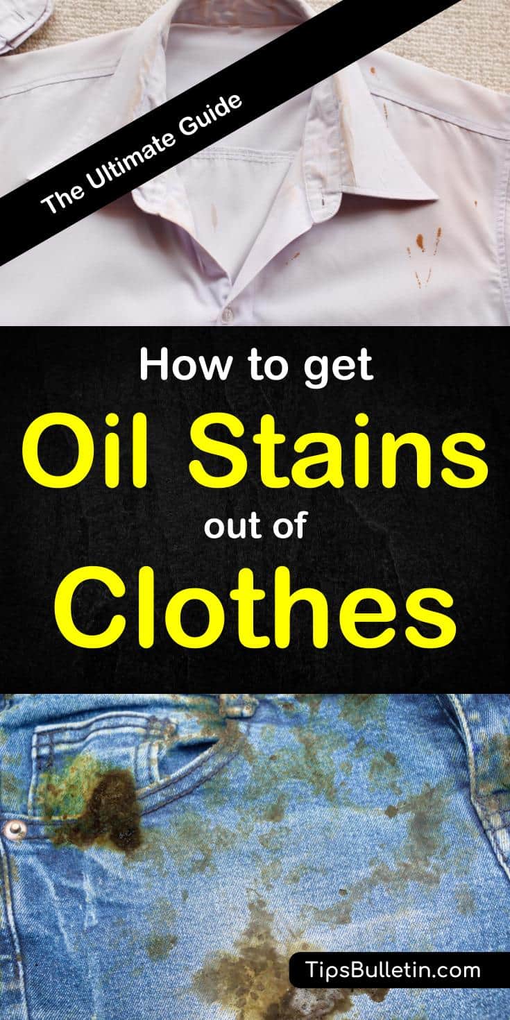 How to get oil stains out of clothes includs tips on how to remove even set in motor oil, olive oil or even coconut oil stains from your fabrics. Mostly using home remedies like baking powerder, chalk, dawn or wd40. Quick but comprehensive guide.#oilstains #stainremoval #laundry