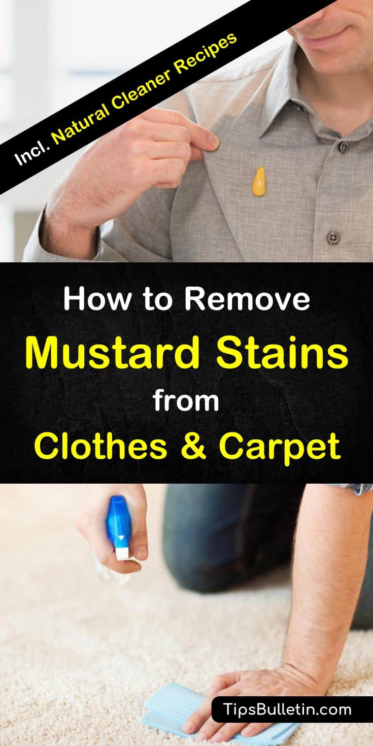 Learn how to remove mustard stains from clothes like shirts and jeans as well as carpets using natural home remedies you already have at home. Detailed recipes to get rid of mustard with rubbing alcohol, baking soda, and vinegar.#mustard #shirt #cleaning #stains #carpetcleaning