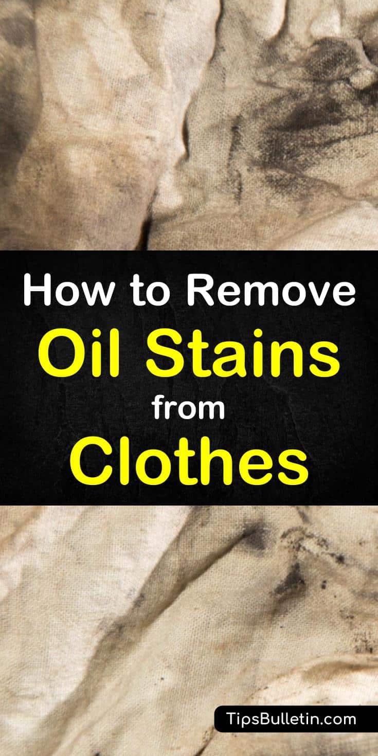 Learn how to remove oil stains from clothes with these simple DIY cleaning techniques. Using simple, everyday products, like baking soda, rubbing alcohol, and vinegar, you can remove oil stains from your shirts and other fabrics. #getoilout #removeoilstains #cleanoistainsfromclothes