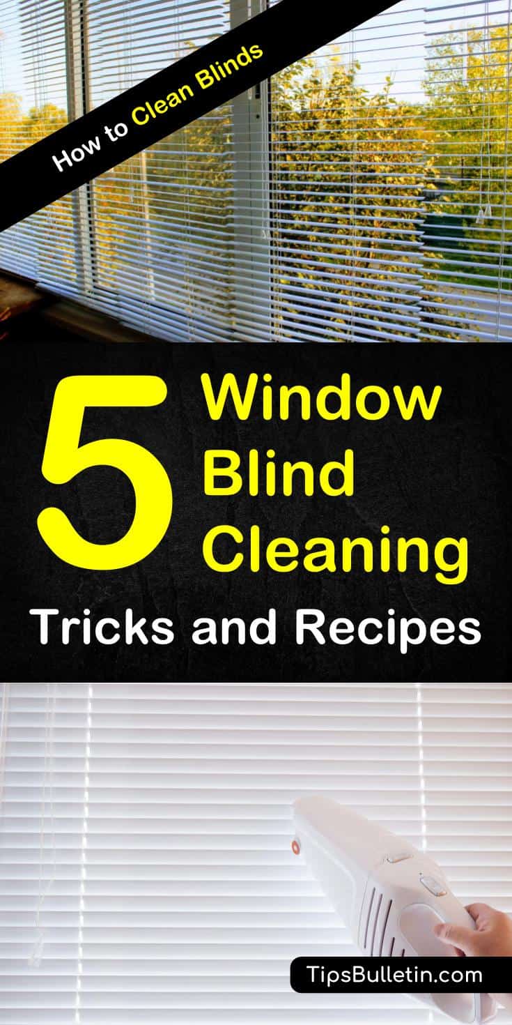 Discover how to clean blinds using simple techniques and everyday products, without taking them down. Whether you're cleaning horizontal or vertical blinds, or fabric or vinyls, use these easy techniques to clean all the blinds in your home. #cleanblinds #verticalblinds #woodblinds #fabricblinds