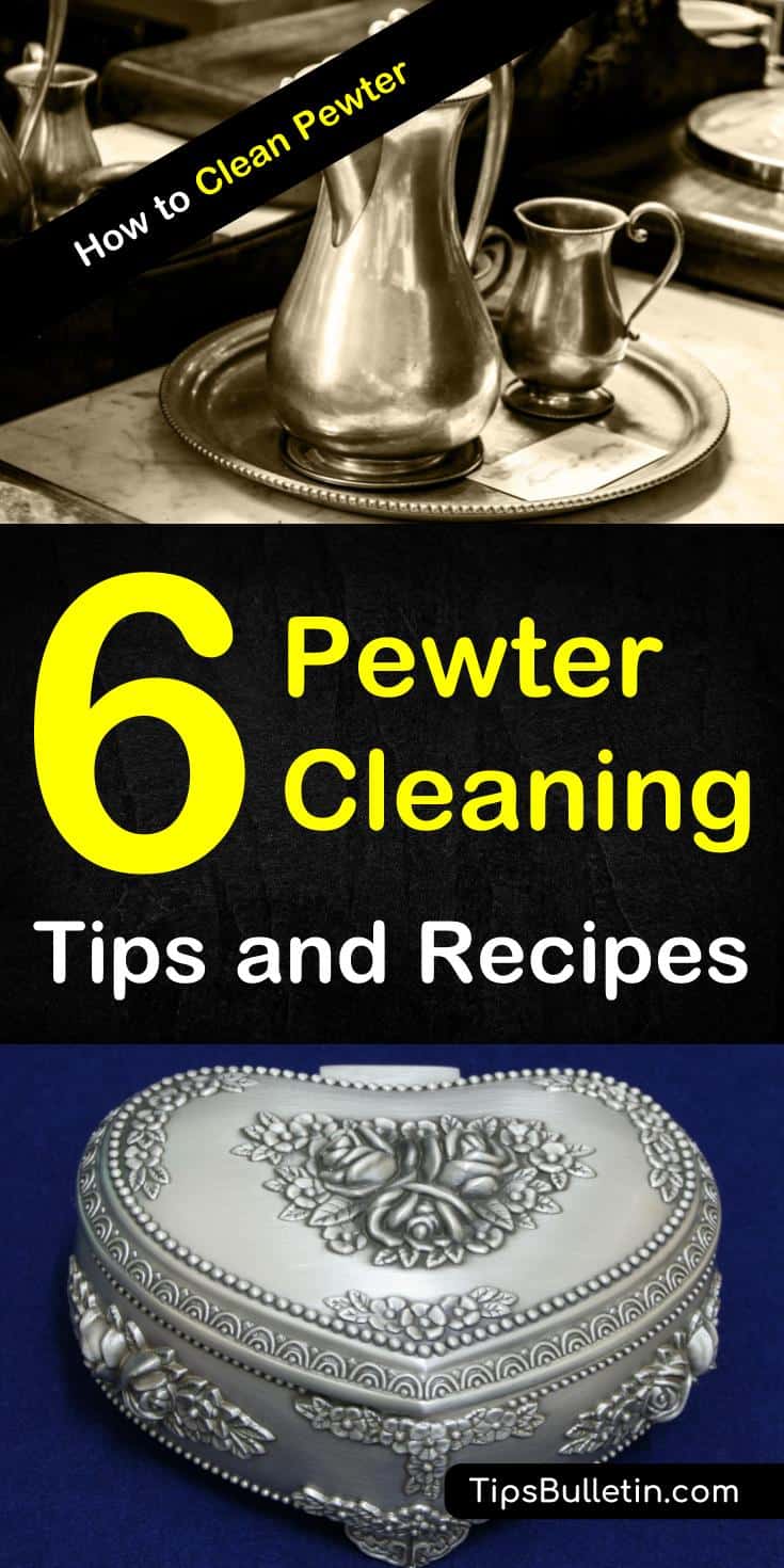 Discover the secrets for how to clean pewter. You can clean your pewter jewelry, plates, and tray using inexpensive products in your home. Learn how to use vinegar to create a DIY pewter polish and keep your pewter looking beautiful. #pewter #cleanpewter #pewterpolish #pewterjewelry