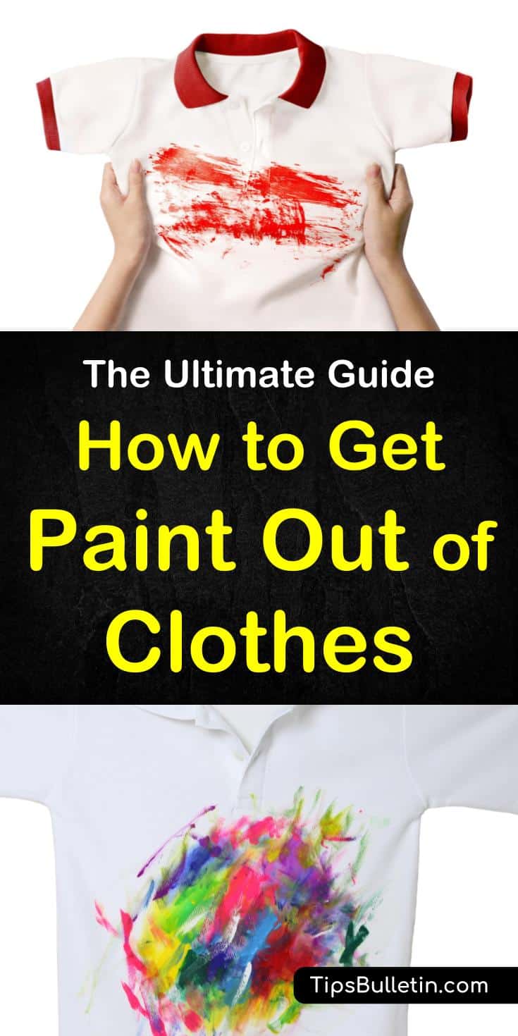 Discover the secrets of how to get paint out of clothes with simple techniques and everyday products. These simple methods for removing paint stains from shirts and other fabrics use products like rubbing alcohol and nail polish remover. #removepaint #removelatexpaint #paintclothes #laundry