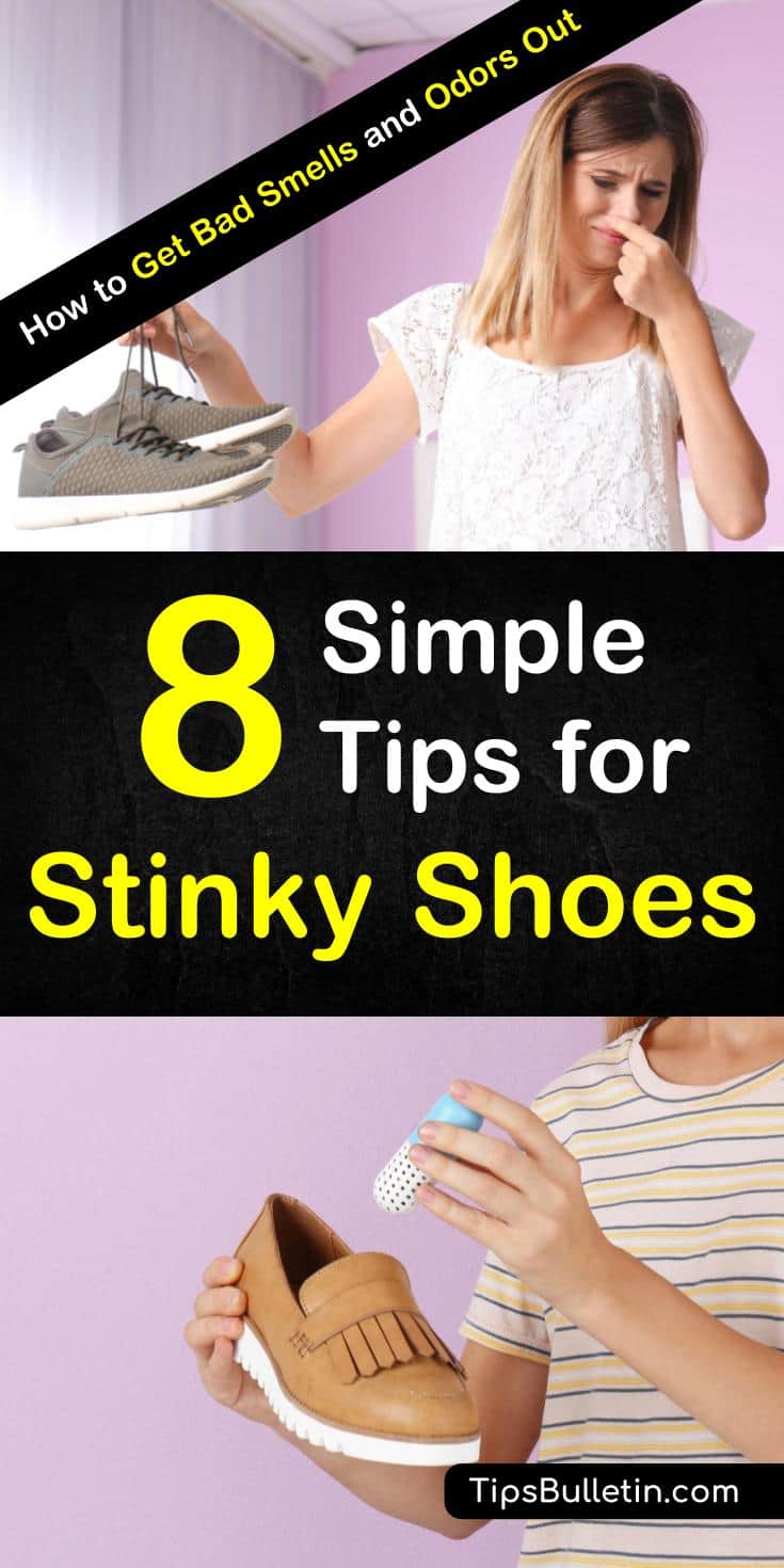 Discover how to get rid of smelly shoes with these simple life hacks. Use natural products like baking soda, alcohol, essential oils and vinegar to eliminate foot odor overnight. These awesome home remedies are easy to use. #smellyshoes #smellyfeet #odor