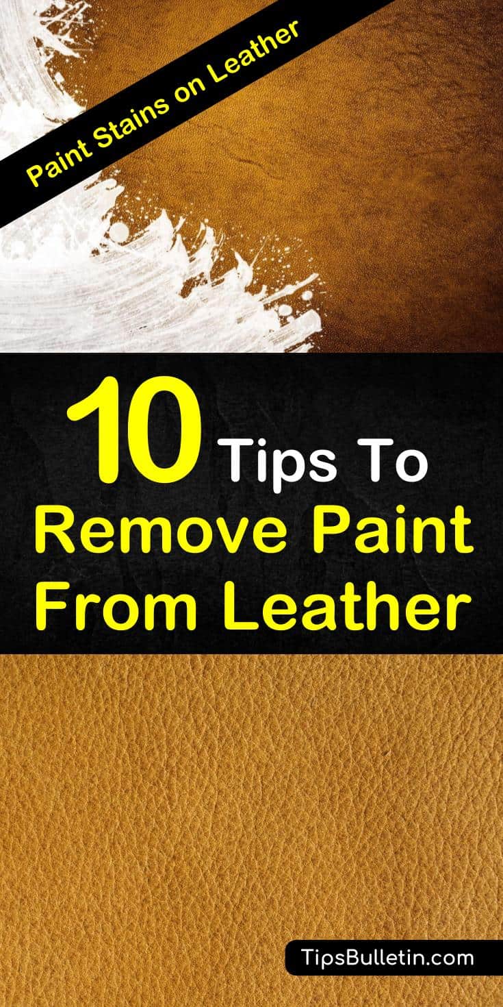 Learn how to get simple DIY paint stain removers for leather with baking soda and vinegar solution, olive oils, hydrogen peroxide, and many others. #leathercleaning