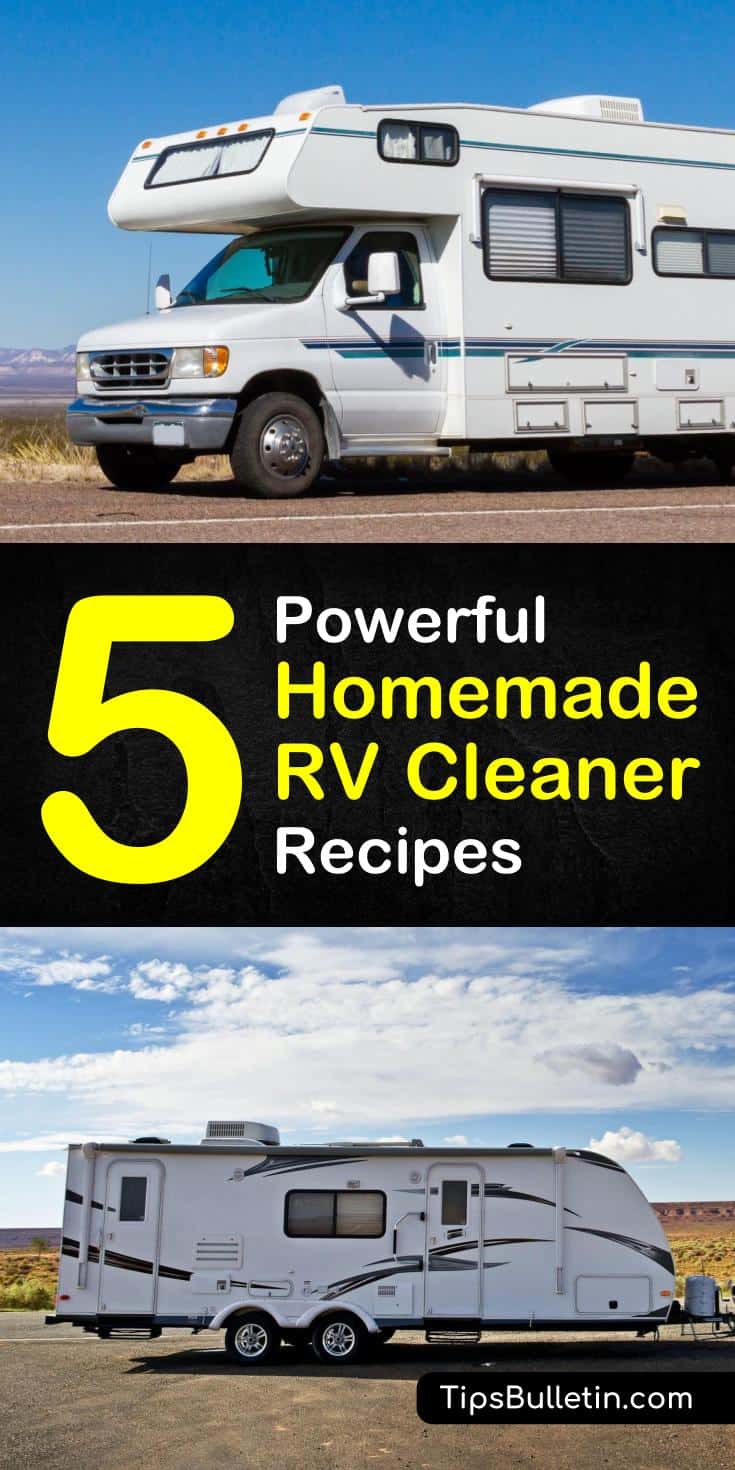 Discover how to create a homemade RV cleaner along with cleaning tips for the interior and exterior of your vehicle. Use simple ingredients to blend solutions together to remove the most difficult stains and dirt marks. #rvcleaner #rv #diycleaner