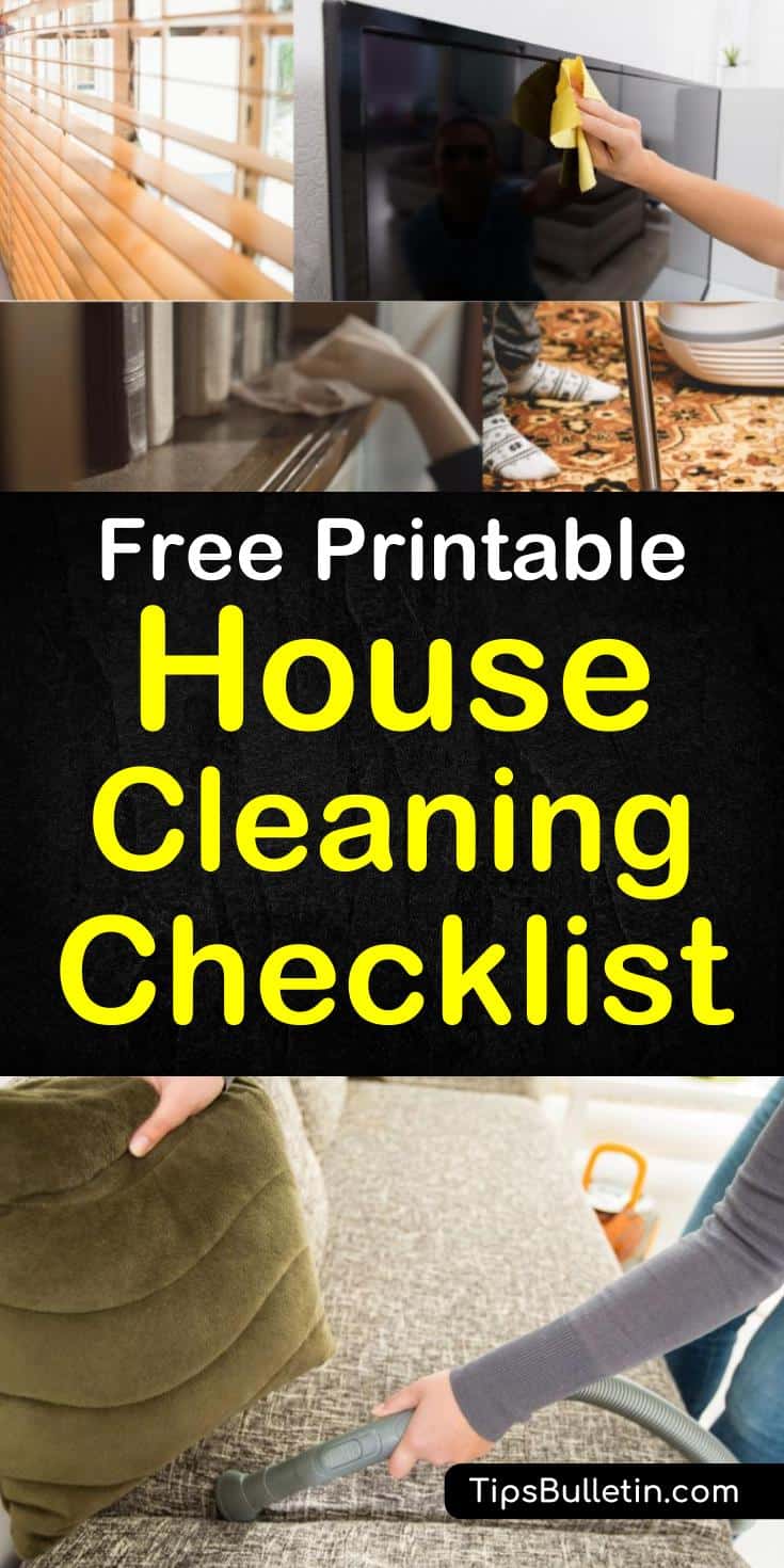 Learn how to quickly and efficiently clean your house room by room with this easy, printable house cleaning checklist. Use the check lists to follow a daily, weekly, and monthly cleaning schedule to clean your entire house. #housecleaning #printablecleaningchecklists #cleanyourhouse