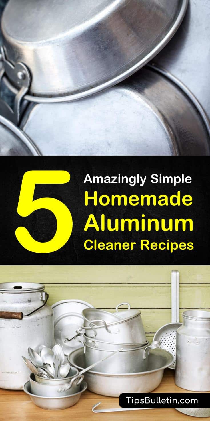 Learn how to make a homemade aluminum cleaner for pans, pots, and utensils at home using products like water and essential oils. These DIY cleaning tips will teach you how to clean and polish aluminum surfaces using cream of tartar, vinegar, and other natural remedies. #aluminumcleaner #aluminum