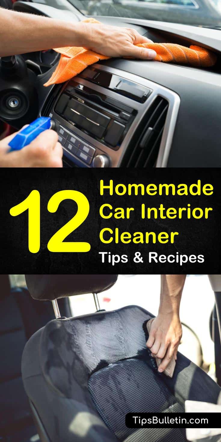 Discover 12 amazing DIY car interior cleaner tips using baking soda and white vinegar. Learn how to remove grimes on carpets, upholstery, and vinyl surfaces using a homemade cleaner for your vehicle. #carinterior #diycleaners #naturalsolutions