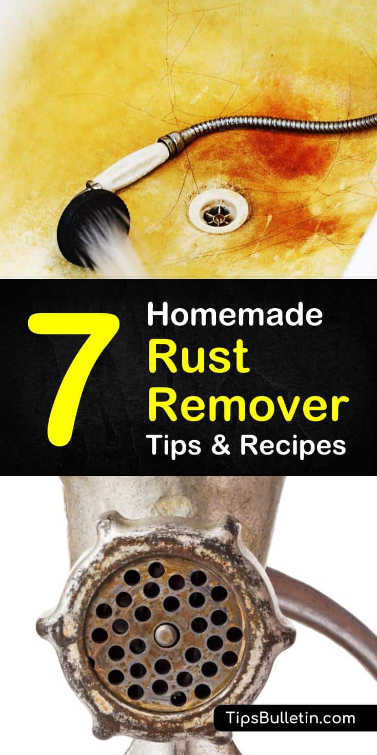 Learn how to get rust stains out of showers, stainless steel, and other metals with homemade rust remover. These cleaning tips will have your surfaces sparkling in no time! #rust #remover #diyrustremover #rustremoval