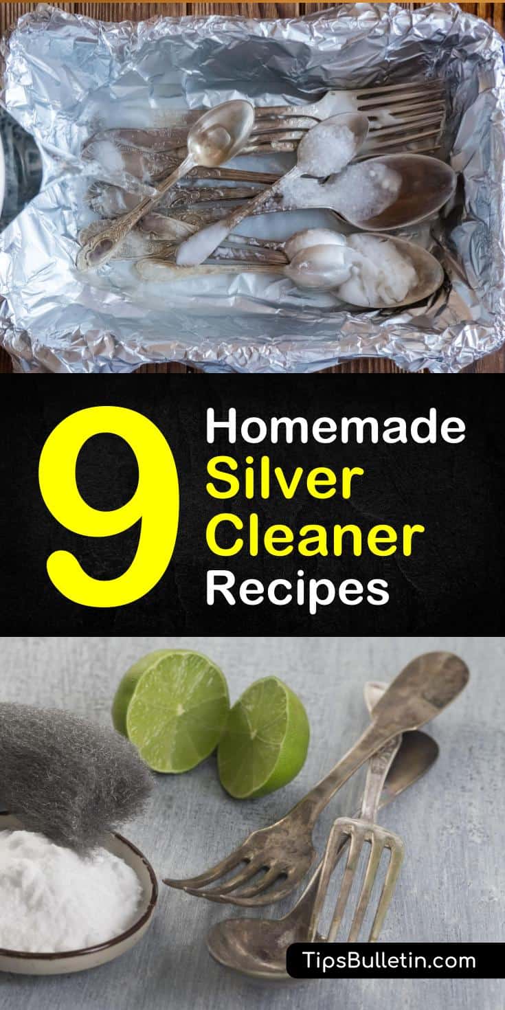 Learn how to remove tarnish off your favorite silver pieces with our amazing natural silver cleaner. Our DIY silver cleaner recipes use simple ingredients to restore your sterling silver. #homemadecleaners #cleaningtips #silverpolish