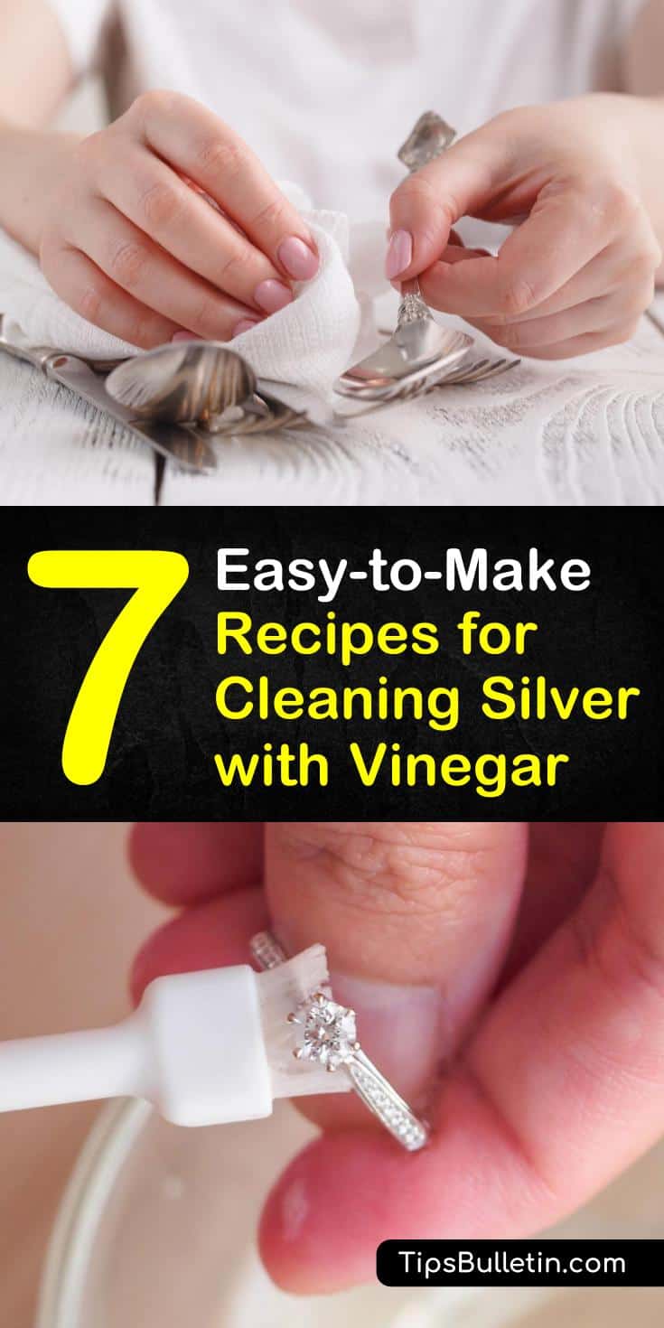Learn how to clean silver with vinegar to remove tarnish from silver jewelry or silver-plated items such as cutlery or a silver tray by combining vinegar with ketchup, with baking soda, with aluminum foil, with toothpaste, and with other household items. #silver #jewelry #tarnishing #vinegar