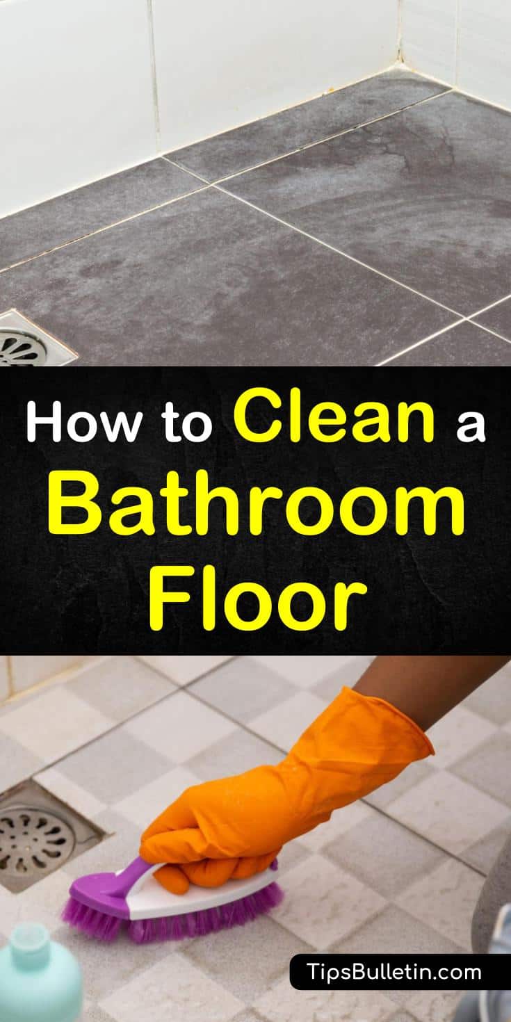 Learn how to remove stains from tile grout in the master bath. Clean subway tiles in your floors and showers with our guide on how to clean a bathroom floor natural ingredients such as baking soda and vinegar! #floorcleaning #bathroom #bathroomfloor