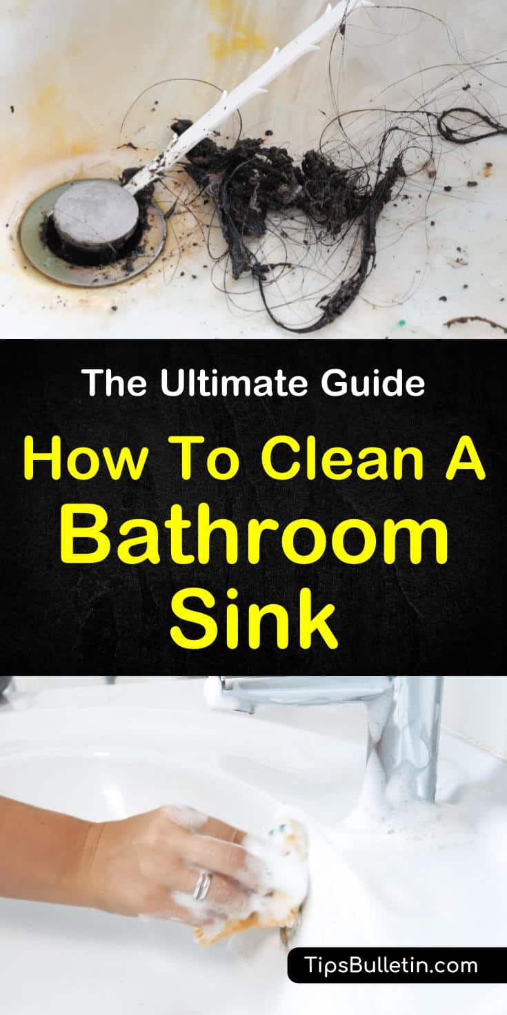 Cleaning your sink means learning how to get rid of water spots on faucets, as well as how to remove any unwanted smells from your drain. Come learn how to clean bathroom sink with just baking soda and vinegar. #cleanbathroom #sink #sinkcleaner