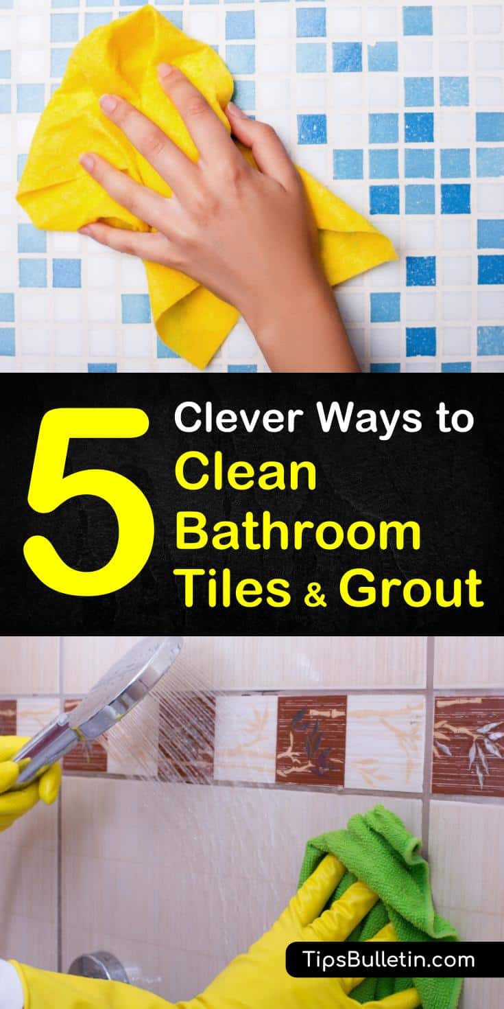 Find out how to clean bathroom tile using homemade grout cleaner! With DIY recipes that use household ingredients like baking soda and white vinegar, this guide makes bathroom cleaning cheap and easy. #tile #clean #bathroom #grout