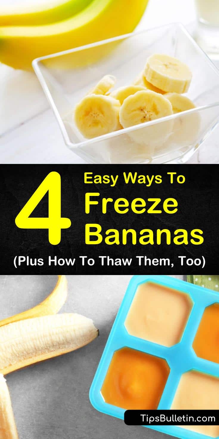 Learn how to freeze bananas to use for smoothies and for baking. Learn how to use frozen bananas for ice cream and for bread. Use blenders to mix frozen bananas with peanut butter for a delicious cold treat. #frozenbananas #freezebananas #freeze #bananas #recipes