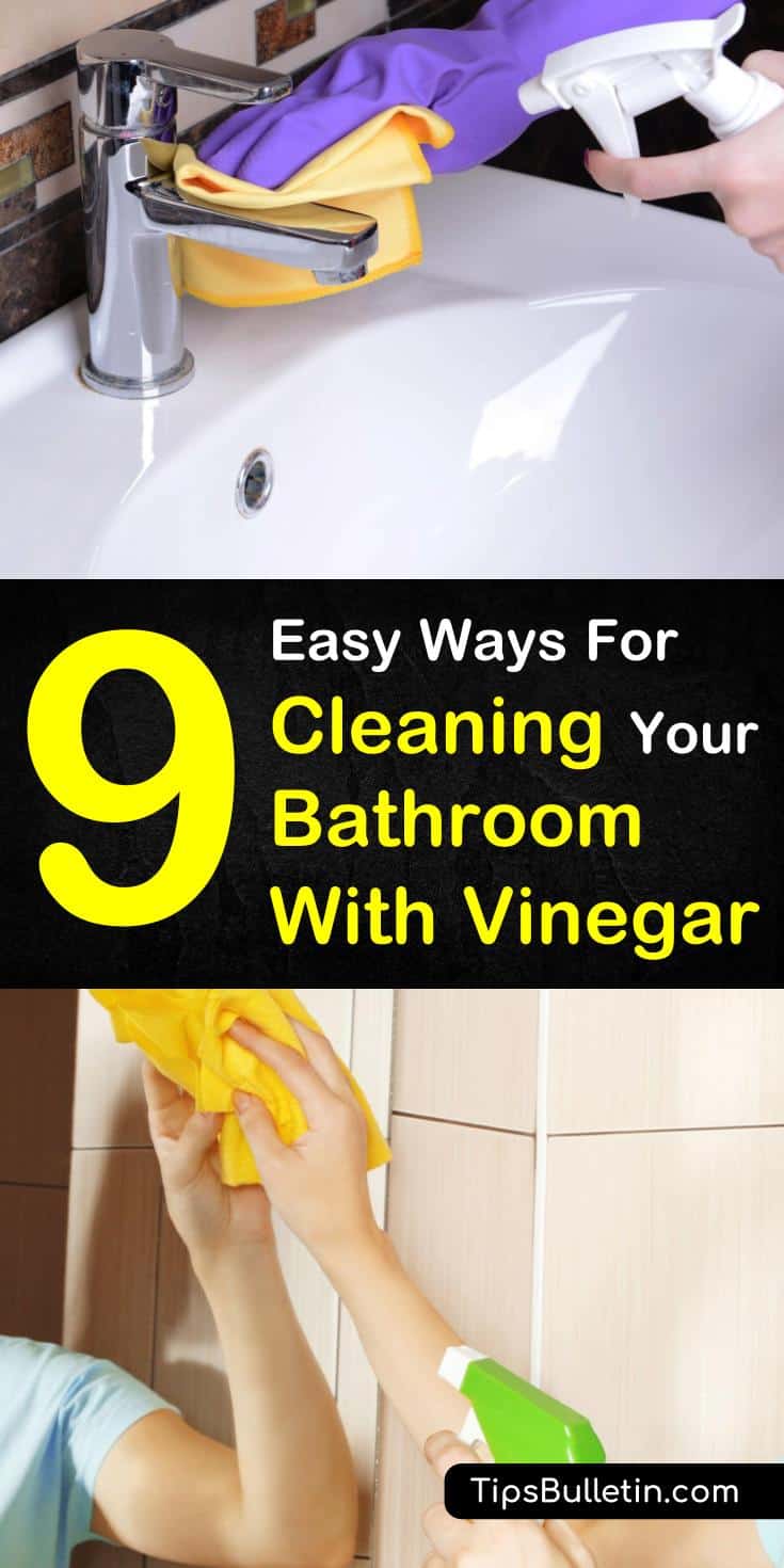 Learn just how much of a do-all white vinegar is with these helpful tips and tricks for cleaning a bathroom with vinegar! With these homemade recipes and life hacks, you will have a sparkling bathroom in no time. #vinegar #cleaning #bathroom