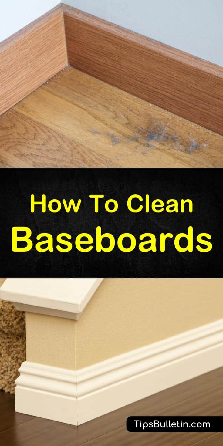 Clean wood baseboards without bending over! In our guide, we offer tutorials on how to clean baseboards without hurting your carpet. Clean with dryer sheets, with vinegar, and more. Our easy DIY cleaning hacks will make your home beautiful! #baseboards #home #cleaning