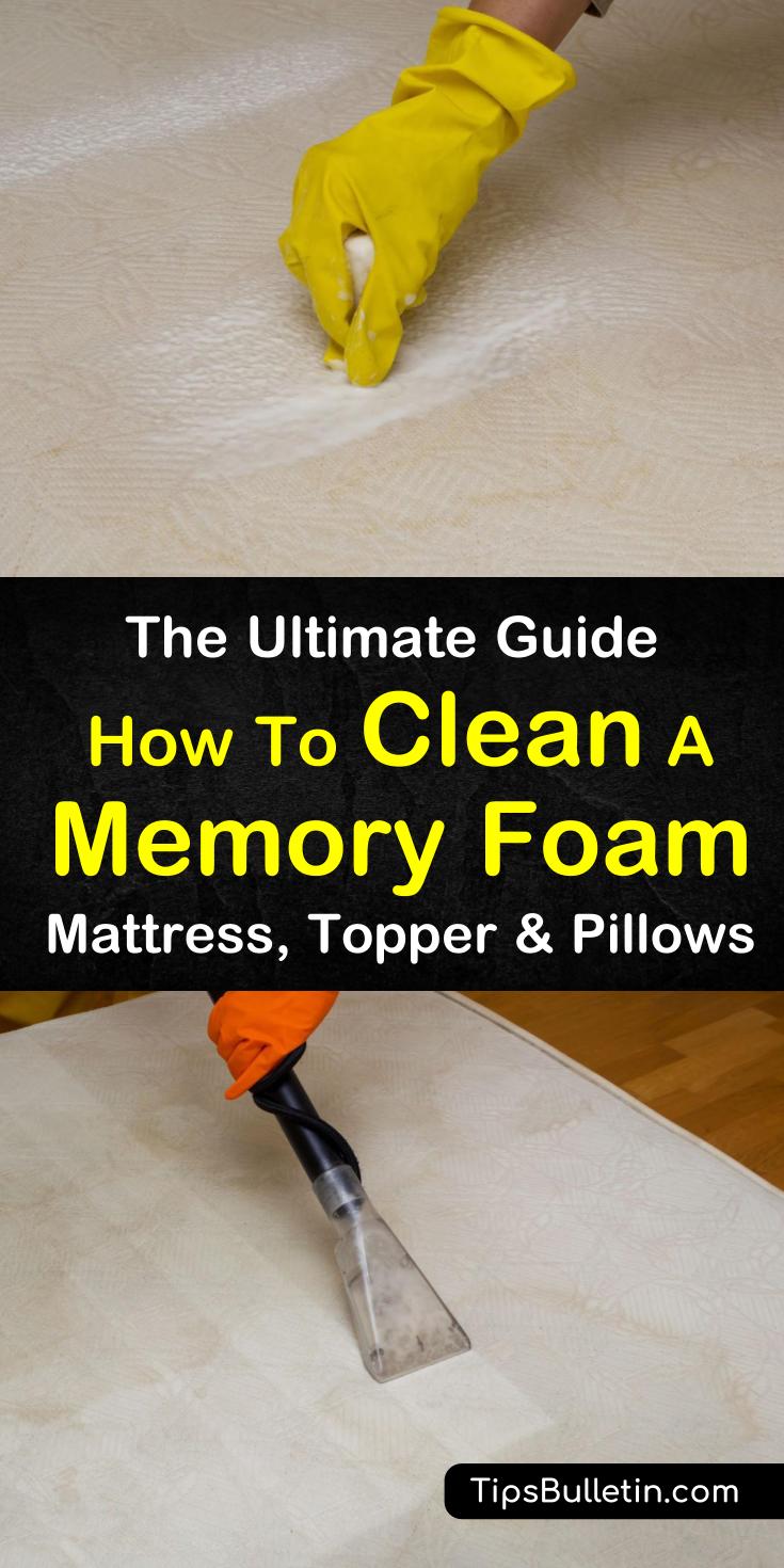 Tips and tricks for how to clean memory foam, whether it’s your mattress, mattress topper, or memory foam pillow. Learn how to remove sweat, pet, and urine stains from your memory foam without damaging it. Discover everything you need to know with our ultimate guide. #memoryfoam #stainremoval #stain