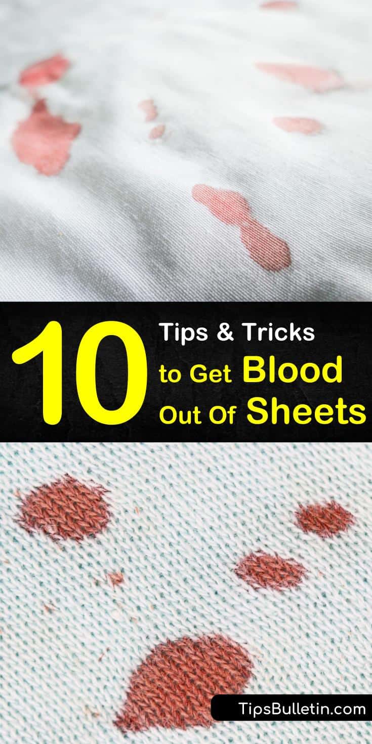 Keep your beds clean and beautiful! In our guide, we give you cleaning tips and show you how to get blood out of sheets and other fabrics using baking soda, vinegar, hydrogen peroxide, and essential oils! #blood #stains #sheets #cleaning #stainremoval
