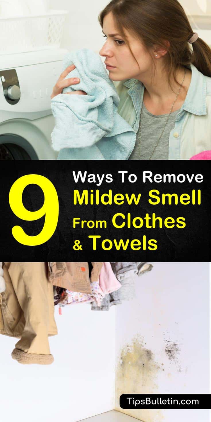 Tips and tricks on how to remove mildew smell from clothes. Learn how to get rid of that musty smell from your towels and garments using everyday household products like vinegar, baking soda, and lemon juice. Try up to nine different options, or choose your favorite one! #remove #mildew #smell #clot