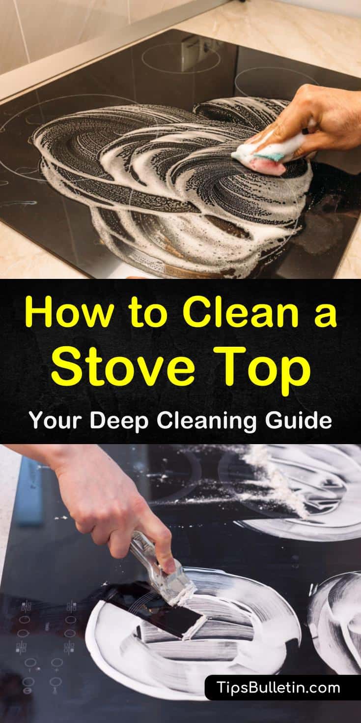 Find out how to clean a stove top from burners to grates no matter the type. Discover how to remove and individually clean the parts of gas and electric stoves. Use these step-by-step removals for stuck-on foods and oily residue using vinegar and baking soda. #clean #stovetops #glass #electric #gas