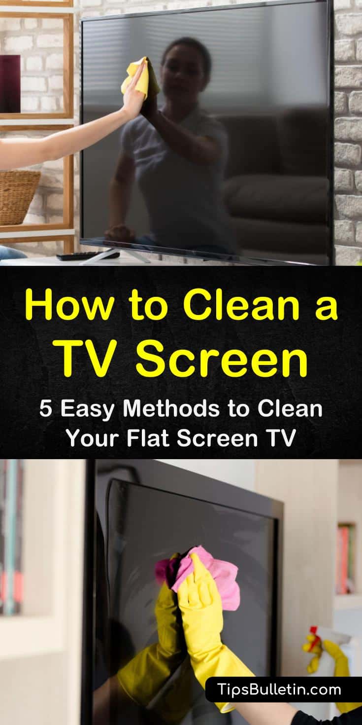 Learn the best ways to clean your TV screen without damaging it. Find out how to clean TVs using a microfiber cloth and baking soda. Add essential oils for a streak-free shine that removes sticky goo from one of your favorite electronics in the living room! #clean #tv #screen #lcd #ledtv