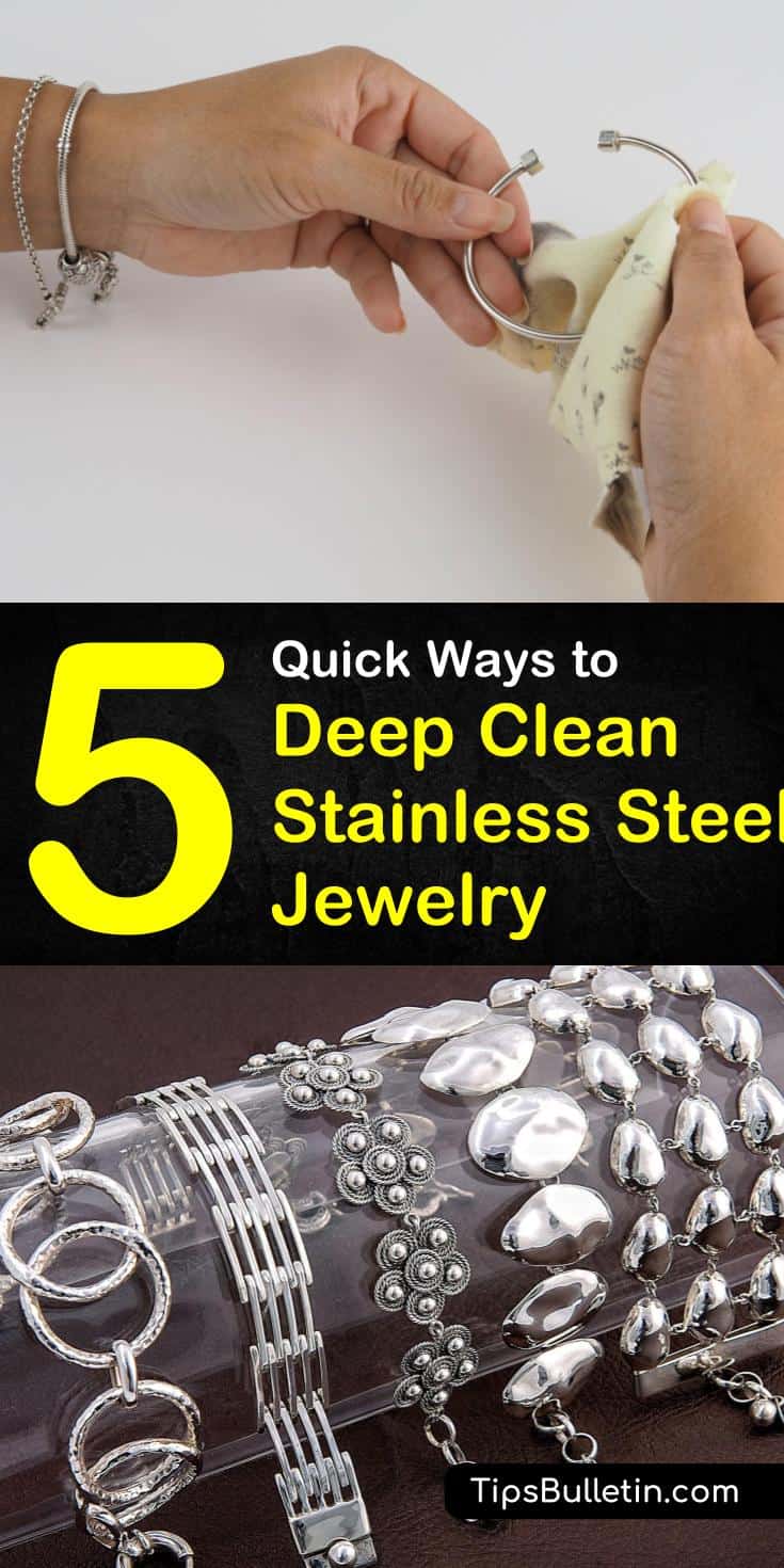 Try these quick and easy tricks on how to clean stainless steel jewelry. Use common ingredients like baking soda and toothpaste to clean and polish your rings, watches, and bracelets. These simple solutions will make cleaning your stainless steel jewelry a breeze. #clean #stainless #steel #jewelry