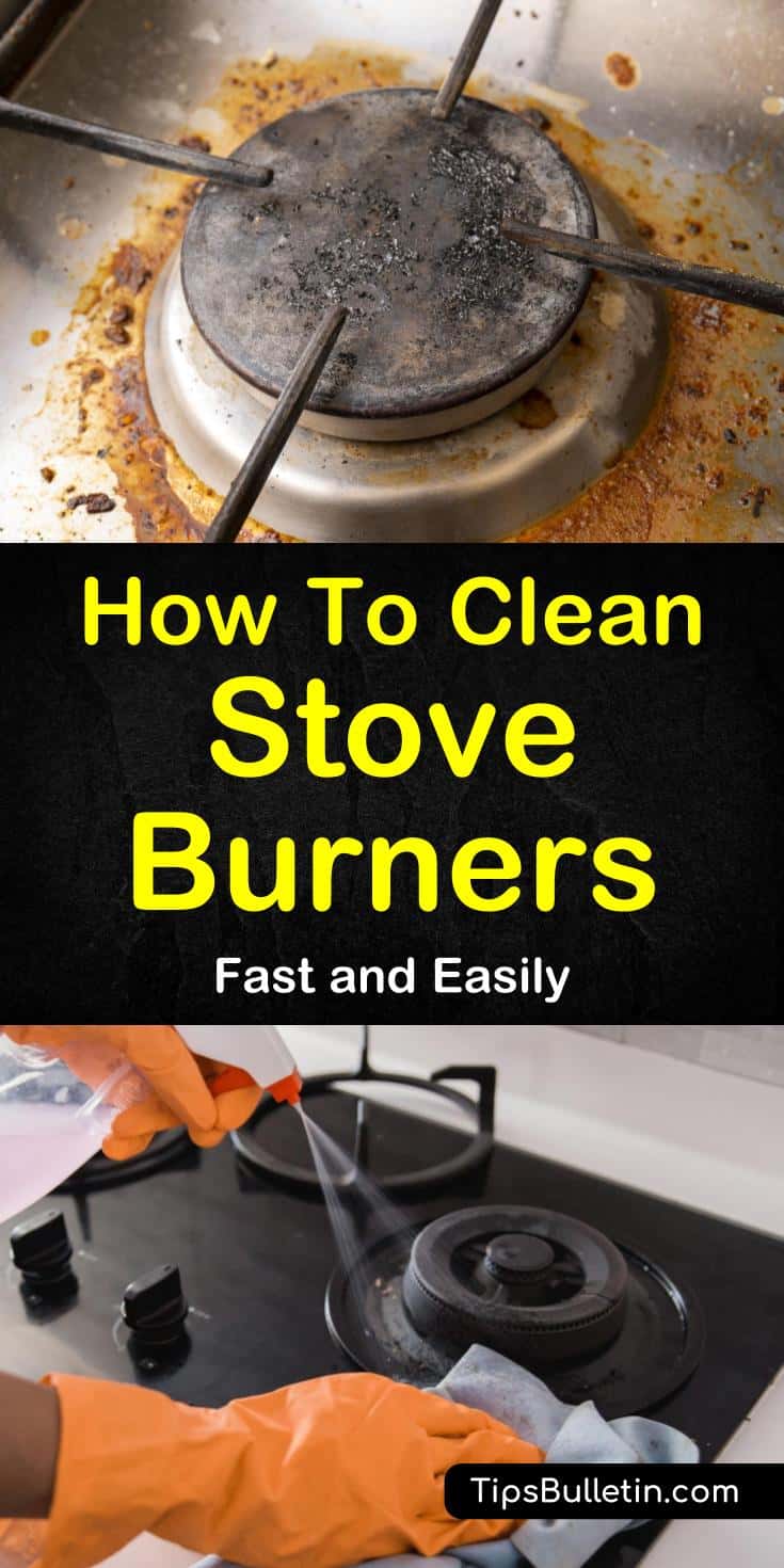 Keeping your stove top clean seems like an endless task, no matter how well you clean it something is left behind. Whether you have a glass, electric, or gas stove top, find out how to use baking soda and vinegar to get it looking like new. #clean #stoveburner