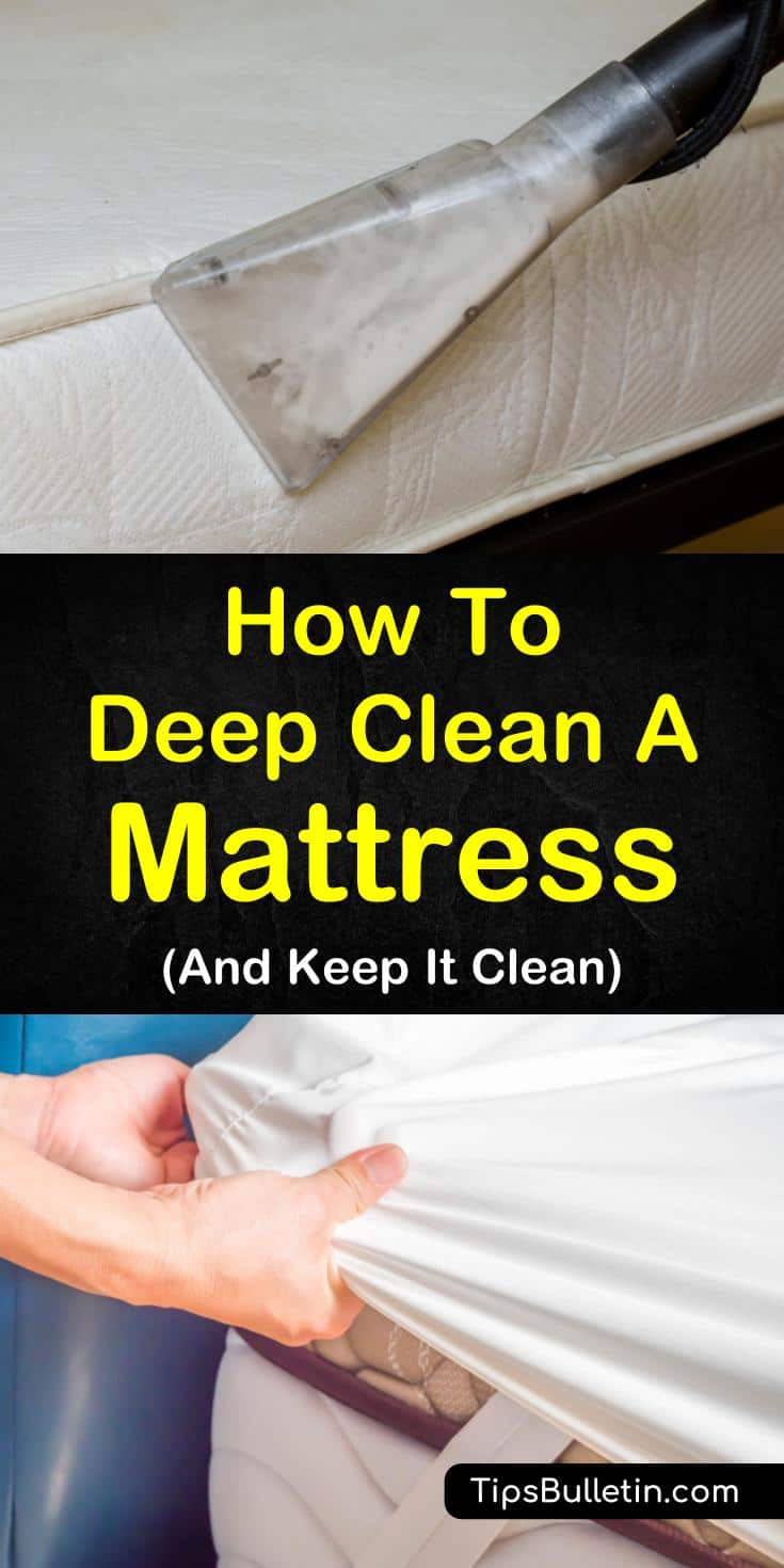 Learn new ways to clean your dirty, old mattress with classing ingredients like baking soda. Discover how to deep clean a mattress and kick dust mites to the curb with essential oils. Find out how to remove stains using enzyme cleaners and hydrogen peroxide. #deepclean #clean #mattress #protect