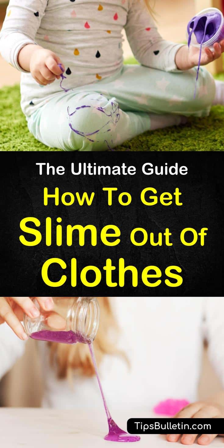 Learn how to get slime out of clothes using everyday stain removers like vinegar and dawn dish soap. Follow the step-by-step cleaning tips to remove slime from clothing and other fabrics. Find out how to make fluffy slime with the kids after all that cleaning. #slime #stainremover #clothes