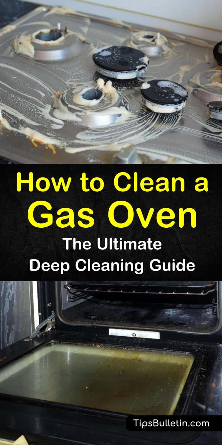 Learn how to clean a gas oven using simple, easy household cleaners. In our guide, we show you how to keep stainless steel stove and oven trim and surfaces looking their best. Your kitchen will gleam and shine, and your family will have good things to say. #gasoven #cleaning