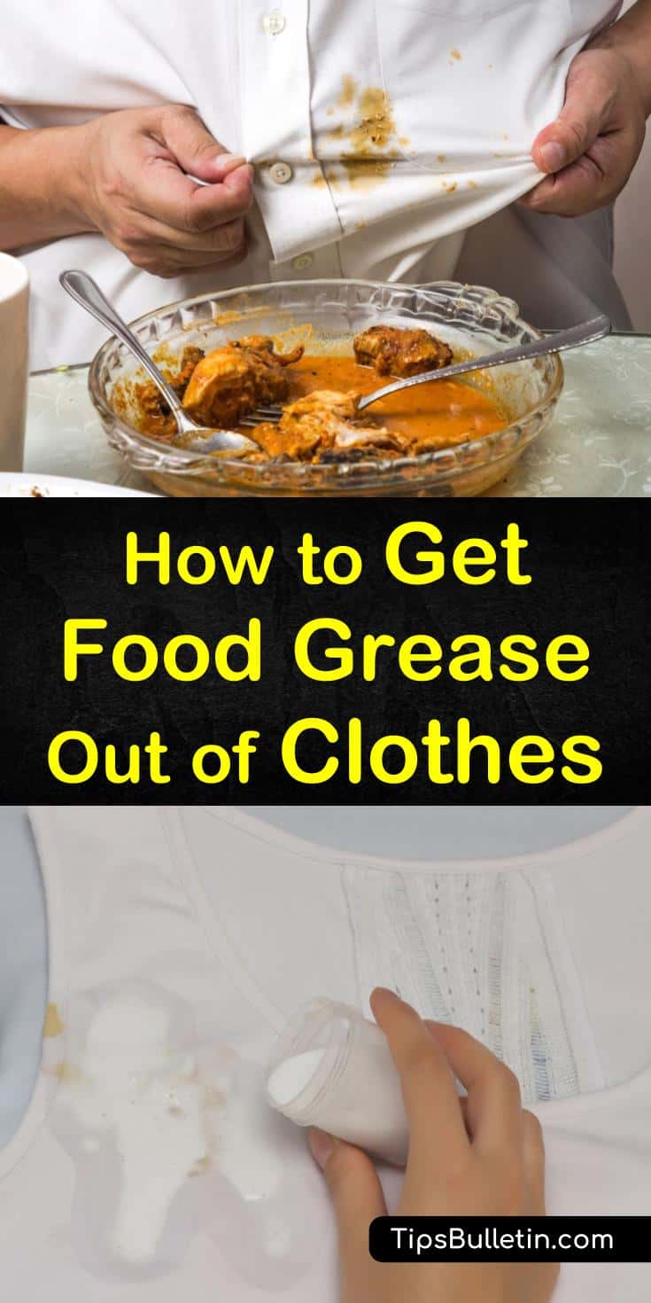 Getting oil stains and food grease stains out of clothing is not as difficult as you might think. We have some great tips and advice on how to remove bacon and pizza grease from your clothes using baking soda. #getgreaseoutofclothes #cleangrease #greasestain