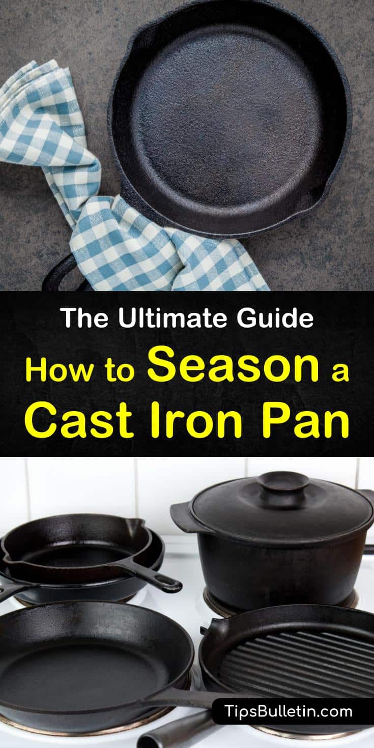 Find out how to season a cast iron pan and dutch ovens using cooking oils. Learn how to clean a cast iron pan using soaps that won’t remove the seasoning. Discover new cast iron skillet recipes to use after seasoning. #howto #seasoning #castiron #pan #skillet