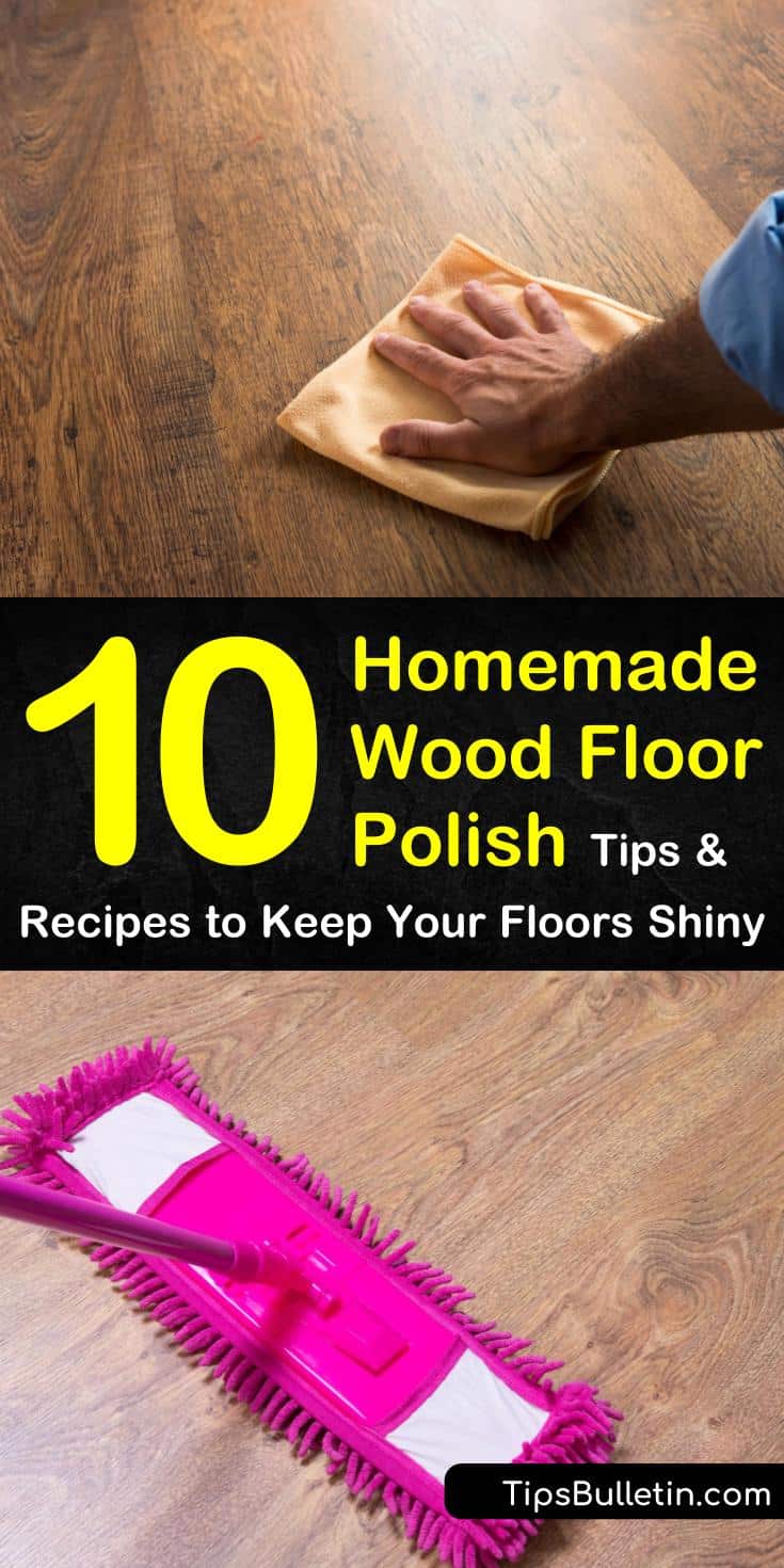 Curious about using a homemade wood floor polish on your floors? Look no further than these incredible cleaning solutions made with white vinegar and olive oil. Use any of these 10 cleaning tips to condition hardwood floors and remove grease and grime. #homemade #wood #floor #polish #diy