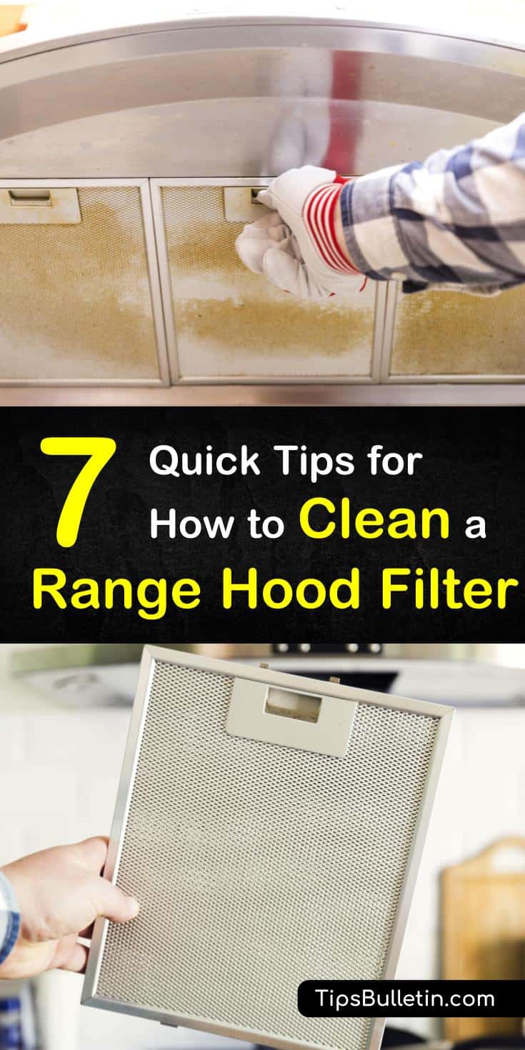 Learn how to clean a range hood filter using these 7 useful cleaning tips. Create baking soda pastes and white vinegar recipes to clean stainless steel ranges and stoves. Keep kitchens clean by regularly replacing and maintaining filters. #howto #clean #range #hood #filter