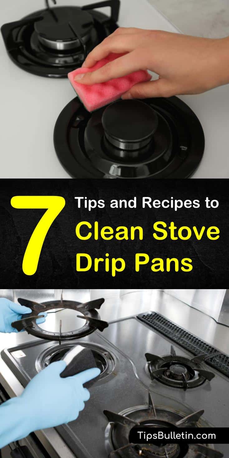 Learn how to clean your stove top drip pans with all the best cleaners. This article will teach you how to remove the worst cooked on gunk with vinegar, with baking soda, with ammonia, with hydrogen peroxide, and more. #drippans #stovetop #cleaning