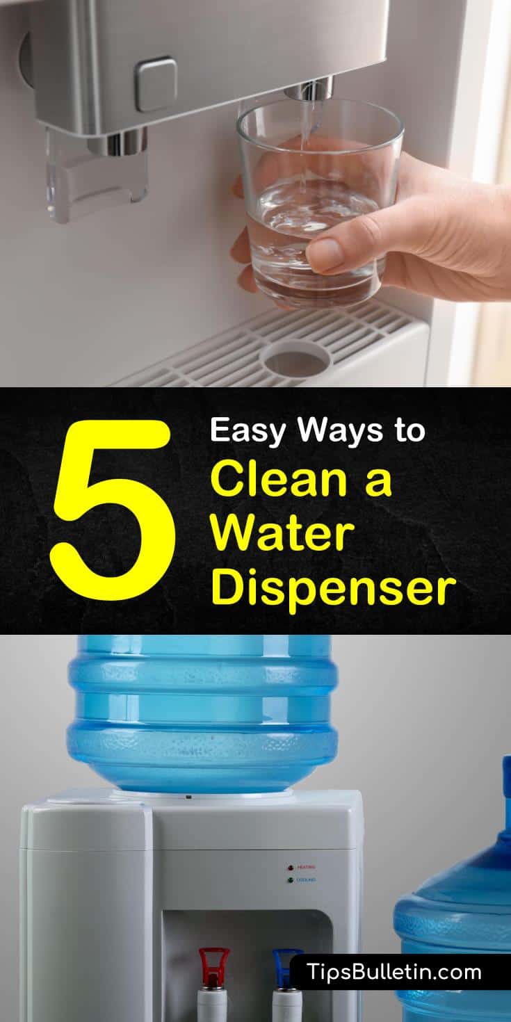 Follow this step-by-step guide for how to clean a water dispenser. Learn how to make vinegar and bleach-based cleaning solutions to sanitize coolers before adding new bottles. Use baking soda to clean the sides of stainless steel water coolers. #howto #clean #water #dispenser #cooler