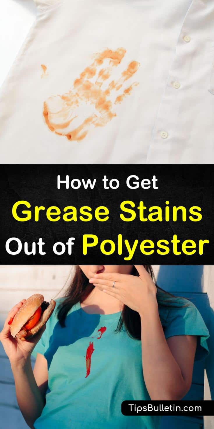 Check out our stain removal tips and tricks for getting grease stains out of polyester. Learn how to remove those grease and oil stains using baking soda, dish soap, and even salt using no-fuss recipes. #greasestains #polyester #laundry