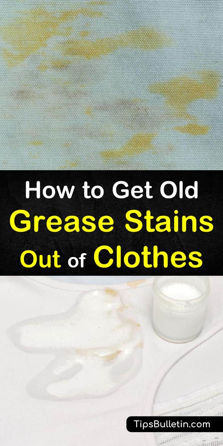 Learn how to remove old grease stains from clothes using household ingredients like baking soda and hydrogen peroxide. These tips are easy to follow and quick to apply so you'll have your clothes stain-free in no time! #clothes #grease #stains #laundry