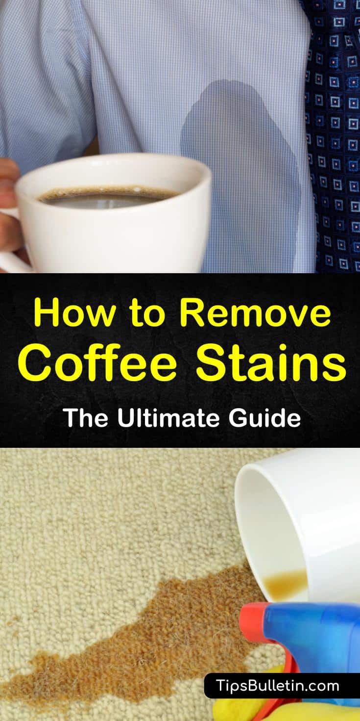 Learn how to remove coffee stains from clothes, from carpet, from couch cushions, from mugs, and more. Our guide helps you find the best coffee cleaning options to get your mattress, teeth, jeans, and dishes looking beautiful again. #homeremedies #diycleaners #coffeestains