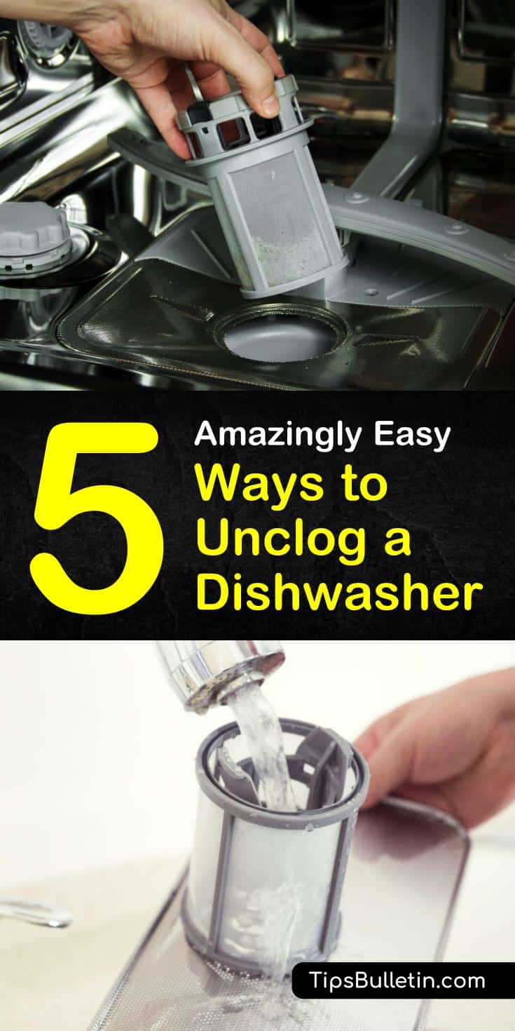 If your dishwasher is emptying into the sink drain, you may have a clog. Before calling a plumber, try our DIY dishwasher drain unclogging tips. Unclog a drain hose and air gap using a screwdriver, hot water, and a coat hanger. #unclogadishwasher #cloggeddishwasher #cloggeddrain