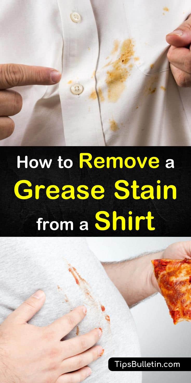 Removing grease stains from your clothing will be easy with our helpful tips. Baking soda, hydrogen peroxide and others will make everything spotless. #shirt #greasestains #laundry