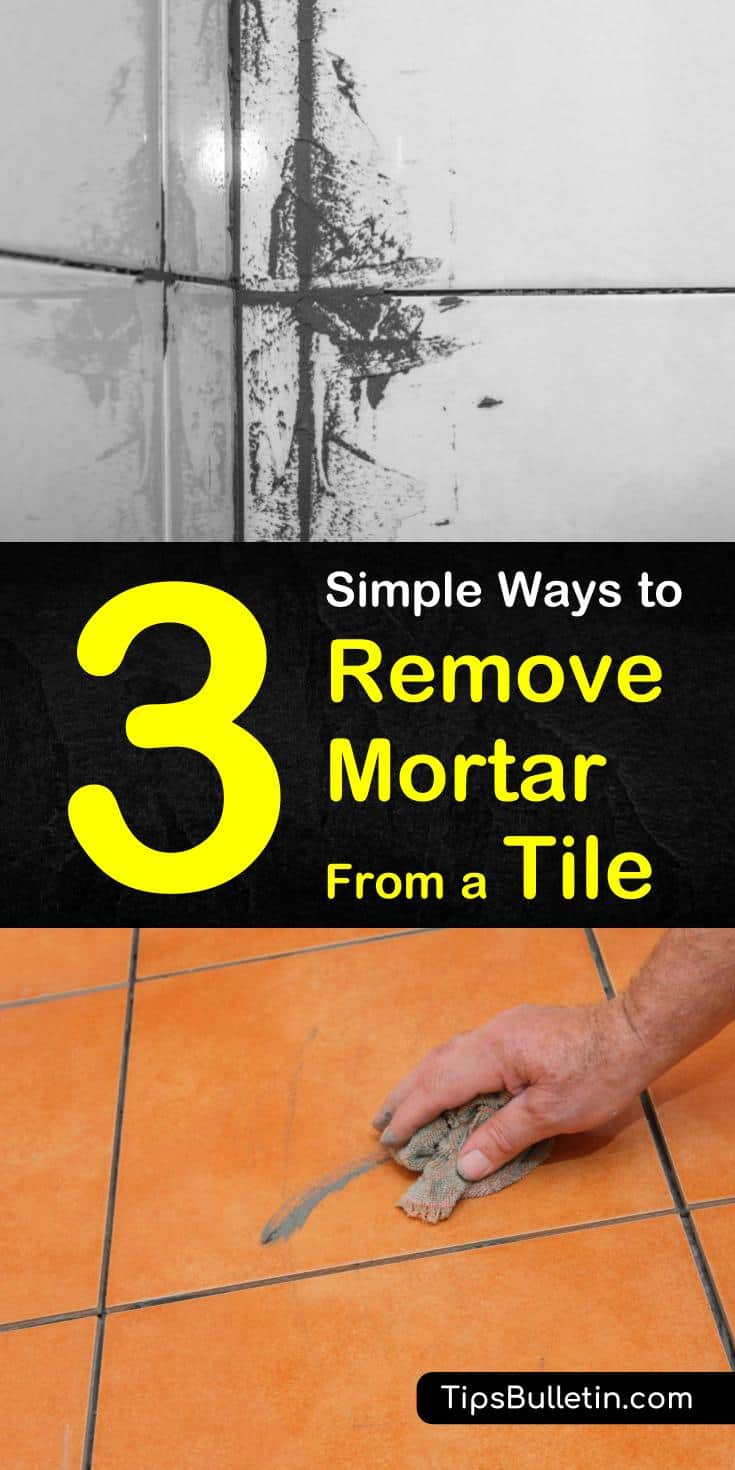 We’ve got some easy DIY methods for removing mortar from tiles and grout lines. Remove thin-set from tiles easily using soap, vinegar, or muriatic acid, depending on the project. #remove #cleaning #mortar #tiles