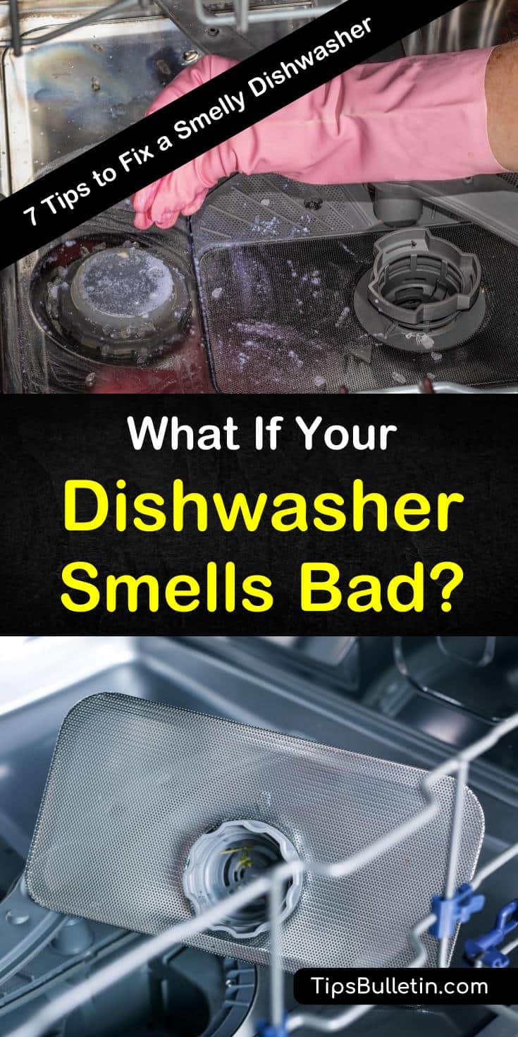 Discover what to do when your dishwasher smells bad with our guide. We give you cleaning tips and recipes that include baking soda and white vinegar to keep your dishwasher smelling clean and fresh. #cleandishwasher #smellydishwasher #dishwashers